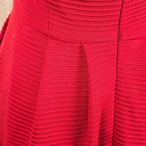 Buttons Size S Red Fit & Flare Dress Sequins Embroidery Textured Cap Sleeve NWT - Picture 12 of 16